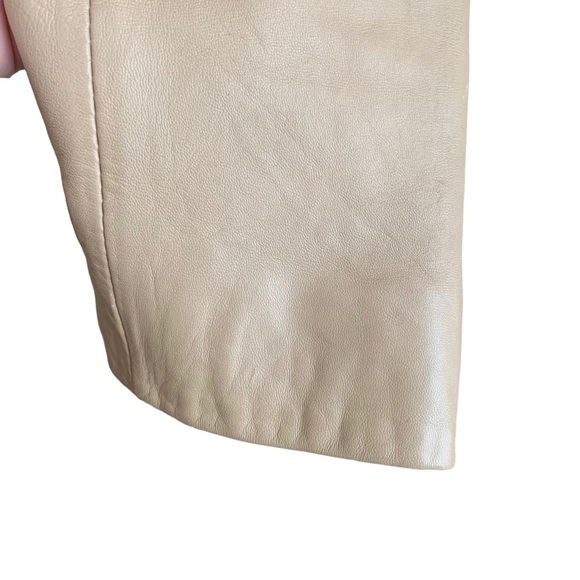 Vintage 90s Y2k The Limited Beige Leather Blazer Jacket - Picture 12 of 13